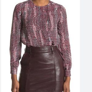 REISS Peyton weave print blouse